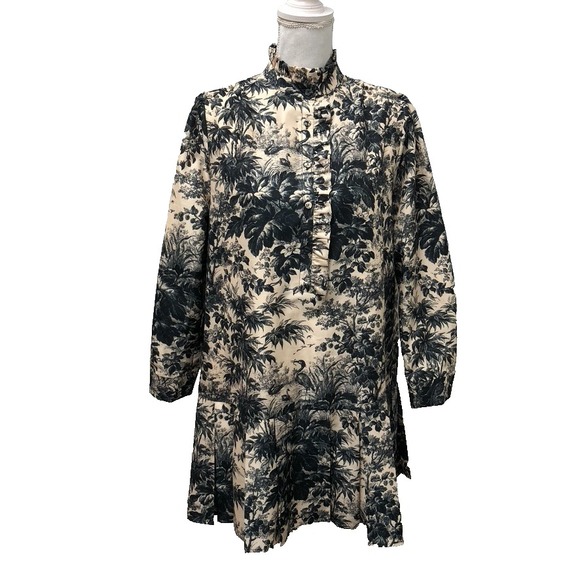 Tuckernuck Nior Cyprus Toile Tate Dress Womens Medium Black Long Sleeve Mini